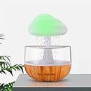 DECOR HOUSE Rain Cloud Water Drip Humidifier with 7 Changing Colors Lights | Aromatherapy Diffuser for Sleeping & Relaxing Mood (Wood)
