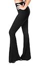 SATINA Flared Womens Leggings - Buttery Soft High Waisted Flare Leggings Women - Palazzo Pants for Women Black
