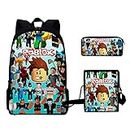 Terran Shcool Backpack with Lunch Box Pencil Case Large capacity Bookbag Laptop Backpack Travel Bag for Kids Boys Teens, M, Multicolor, Modern