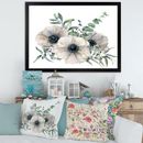 East Urban Home White Anemone Bouquet w/ Eucalyptus Leaves - Painting on Canvas Metal in Gray | 24 H x 32 W x 1 D in | Wayfair