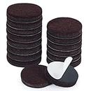 GINOYA Furniture Sliders, 16pcs 40mm Stick Felt Furniture Glides for Easy Moving on Hardwood Tile Floor (Dark Brown)