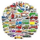 50 Pcs Transportation Vehicle Construction Stickers Pack for Kids, Trucks Digger Engineering Car Vinyl Waterproof Stickers and Decals for Toddler Construction Birthday Party Favors School Home Rewards