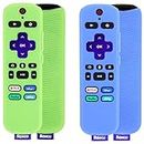 [Confezione da 2] Cover remota (Glow in the Dark) compatibile con Roku Voice Remote, Pinowu Cover in silicone antiscivolo compatibile con Roku Player e Roku TVS Voice Remote (verde e blu)