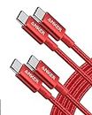 Anker 333 USB 2.0 Type C Charging Cable (6ft 100W, 2-Pack),Fast Charge for MacBook Pro 2020, iPad Pro 2020, iPad Air 4, Samsung Galaxy S21, Pixel, Switch, LG, and More (Red)