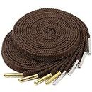 YJRVFINE 2 Pair Solid Color Thick Flat Coffee Shoelaces for Sneakers with Metal Tips 47 inches