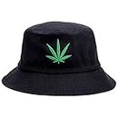Bucket Hat Cap Marijuana Weed Leaf Cannabis - Foldable Snapback Men Women, Black, One size