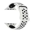 Amazon Basics Sport Band Compatible with Apple Watch Band 38mm 40mm 41mm 45mm 44mm 42mm for Women Men,Soft Silicone Sport Breathable Wristband Replacement Strap Compatible for iWatch SE Series 7 6 5 4 3 2 1 (White)