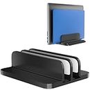 ELV Direct Tabletop Vertical Laptop Stand Holder, Desktop Aluminum Lapdesk Laptop Stand with Adjustable Dock Size, Fits All Laptops Up to 17.3 inches(43.94cm), Black, VERTCL-Lap-STD-Large