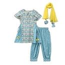 SHAHUDI DESIGNER Girl's Ethnic Suit Kurta with Sharara Palazzo Pant - Stylish Traditional Clothing Set for Kids (7-8 Years, Blue)