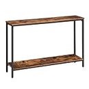 HOOBRO Console Table, 120 cm Narrow Sofa Table with Shelf, Industrial Entryway Table for Living Room, Hallway, Foyer, Corridor, Office, Wood Look Accent Entrance Table, Rustic Brown BF20XG01G1