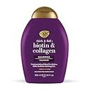 OGX Biotin & Collagen Shampoo (385 ml), champú de biotina, colágeno y proteína de trigo hidrolizada, sin sulfatos ni parabenos, voluminizador y texturizador de cabello