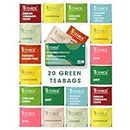 Teabox Green Tea Sampler Bags 20pcs (2pcs X 10 flavors) | 100% Natural I Immunity Boosting Sampler Pack | USDA Certified Organic Green Tea
