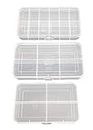 CSM Jewelry Case Organizer Rectangular Plastic Storage Box with dividers 4/6/12 Grids (Transparent) - Pack of 3 Boxes