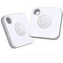Tile Mate (2020) 2-pack -Bluetooth Tracker, Keys Finder and Item Locator for Keys, Bags and More; Water Resistant with 1 Year Replaceable Battery