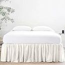 Linenweaves Bed Skirt Queen Size 21 Inch Drop | Solid Pattern Microfiber Easyfit | Tailored Wrinkle Fade Resistance Soft Fabric Stylish Design Bed Frame Legs Cover- (White, 60 * 80 in)