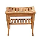 SogesGame Bamboo Shower Bench Stool with Shelf 2-Tier Wood Storage & Seating for Bathroom, Shower Bench Waterproof Chair, Bath Stool, Spa Sauna Seat,KS-HSJ-04-S8-CA