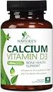 Calcium 1200 mg Plus Vitamin D3, Bone Health & Immune Support - Nature's Calcium Supplement with Extra Strength Vitamin D for Extra Strength Carbonate Absorption Dietary Supplement - 60 Tablets