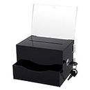 SUMTree Acrylic Suggestion Business Card Box, Ballot Box with Lock, Donation Box with Sign Holder, Suggestion Box Storage Container for Voting, Secure and Safe Ticket Box, 4 * 6 inch, Black