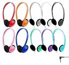 10 Pack Bulk Headphones for Kids Students School Classroom Headphones On Ear Earphones Adjustable with 3.5 mm Jack for Library Children Adults Christmas Office Gifts
