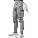 AOTORR Men's Workout Sport Pants, Athletic Running Jogger Track Pants Casual Sweatpants Trousers with Zipper Pockets Light Gray M#346