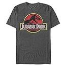 Jurassic Park Men's Classic Movie Logo T-Shirt, Charcoal Heather, 3X-Large