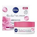 NIVEA Rose Care Gel Cream, 50ml | 48H Moisture for All Skin Types, Rose Water and Hyaluronic Acid Day Cream