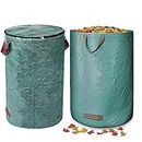 2-Pack 32 Gallons Garden Bag, Reusable Yard Waste Bags with Zipper Lid, Yard Waste Bags with Reinforced 4 Handles Outdoor Heavy Duty Lawn Leaf Bags for Collecting Leaves Grass Clippings Debris