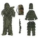 aleawol 5 in 1 Ghillie Suit Adult Airsoft, Hybrid Woodland Camouflage Ghillie Suit, Camouflage Hunting Suit Ghillie Poncho for Airsoft Hunting Bird Watching Wildlife Photography Halloween Party