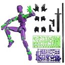 Titan 13 Action Figure, 3D Printed DUMMY 13 Action Figure by Lucky 13 Toys, T13 Action Figures 3D Printed Multi-Jointed Movable Toy, Desktop Decorations for Game Lovers Gifts (Purple, Green frame)