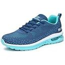STQ Women's Running Shoes Lightweight Sneakers Outdoor Fashion Sneakers Slip on Casual Walking Shoes Navy Teal US 8