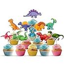 Zyozique Dinosaur Cake Toppers 10 Pcs , Dinosaur Cupcake Toppers Supplies , Dinosaur Cake Decorations for Birthday, Baby Shower Kids Party and Jurassic Dinosaur Birthday Party Supplies