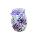 Stony Creek Aubergine Lighted Small Jar Glass Electric Butterfly Flowers - One Electric Vase 4.0 Inches - Aub2280 Blue - Purple