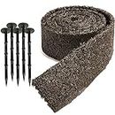 Black Rubber Mulch Border for Landscaping, 120” x 4.5” Roll, Natural-Looking Permanent Garden Barrier for Plants, Vegetables, and Flowers, Recycled and Sustainable, 15 Plastic Anchors Included