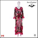 Woman Clothing Dress Summer Couture Luxury Brand Long Kaftan Chiffon Pink Flower