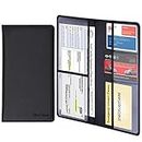 Wisdompro Car Registration and Insurance Holder - Premium PU Leather Vehicle Glove Box Wallet Accessories Case Organizer for Documents, ID, Driver License, Cards (Black)
