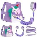 Accmor Toddler Leash with Anti Lost Wrist Link, Cute Unicorn Kids Harness Child Leash, Adorable Baby Anti Lost Leash Walking Wristband Assistant Belt Tether for Girls Outdoor Travel (Purple)