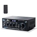 Stereo Receiver & Amplifier Home Audio Bluetooth 5.0 Amp, 300Wx2, 2 Channel for Home Theater & Bookshelf Speakers, w/FM Radio Karaoke, w/USB/SD/RCA/MIC/FM in, w/Remote Control, for Garage Bar Party