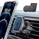 LISEN Phone Holder Car Military-Grade Hook Magnetic Cell Phone Holder Car 6 Strong Magnets Car Phone Holder Mount for iPhone Case Friendly Fit iPhone 14 Plus Pro Max/13/12/11 Pro/Pro Max All Android