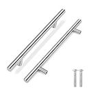 Flexzion T Bar Handle Pull Knobs 12" Hardware Set Stainless Steel Kitchen Door Cabinet Drawer Furniture Appliance Euro Style with Mounting Screws, Stainless-Steel