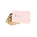 Thank You Cards - Blank 50 Pack Pink Matte Finish Cards with Silver Foiled"Thank You" Printed with 52 Confetti Design Kraft Envelopes 4" x 6" - for Bridal Shower Baby Shower Birthday Party