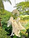 Rooh White Healing Tree Dream Catcher Car Hanging - Handmade for Positivity with Feather (White) - Can be Used as Home Décor Accents, Wall Hangings, Garden, Outdoor, Windchime