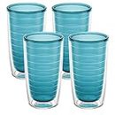 Tervis Made in USA Double Walled Clear & Colorful Tabletop Insulated Tumbler Cup Keeps Drinks Cold & Hot, 16oz - 4pk, Blue Moon