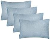 Amazon Brand - Solimo Microfibre & Polyester 4-Piece Premium Bed Pillow Set, Microfibre, Grey, 43 X 69 X 17 Cm