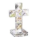 H&D HYALINE & DORA Traditional Crystal Standing Cross,Glass Wall Cross Figurine for Table,4.7x3.1 inches