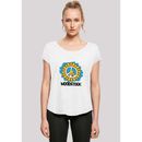 T-Shirt F4NT4STIC "Woodstock Artwork Flower Peace" Gr. M, weiß Damen Shirts Jersey