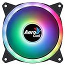 Aerocool Duo 12 PC fan – 120mm Fan with Double Ring RGB LED Lighting and 28 LEDs, Includes a 6-Pin Connector, Curved Blades and Anti-Vibration Pads, ARGB hub Compatible, 1000 RPM, Single Fan, Black