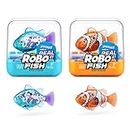 Robo Fish Series 3 Robotic Swimming Fish (Orange and Teal) Electronic pet Fish, Summer Pool Toy, Bath Toy, (2 Pack, Orange and Teal)