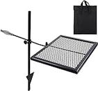 REDCAMP Swivel Campfire Grill Heavy Duty Steel Grate, Over Fire Camp Grill with Carrying Bag for Outdoor Open Flame Cooking