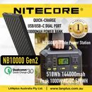 NITECOR NB10000 GEN2 USB/USB-C 10000mAh Power Bank / Power Station 1000W