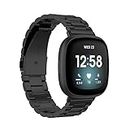 Compatible with Fitbit Versa 4 / Versa 3 / Sense 2 / Fitbit Sense Metal Bands Women Men, Stainless Steel Wristbands with Tools Solid Classic Durable Bracelets Straps for Versa 4 3 & Sense 2 Smartwatch (Black)